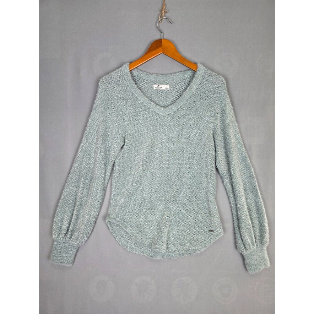 Hollister Women's Sea Green Loose Knit Sweater XS Soft Y2K Preppy Minimalist